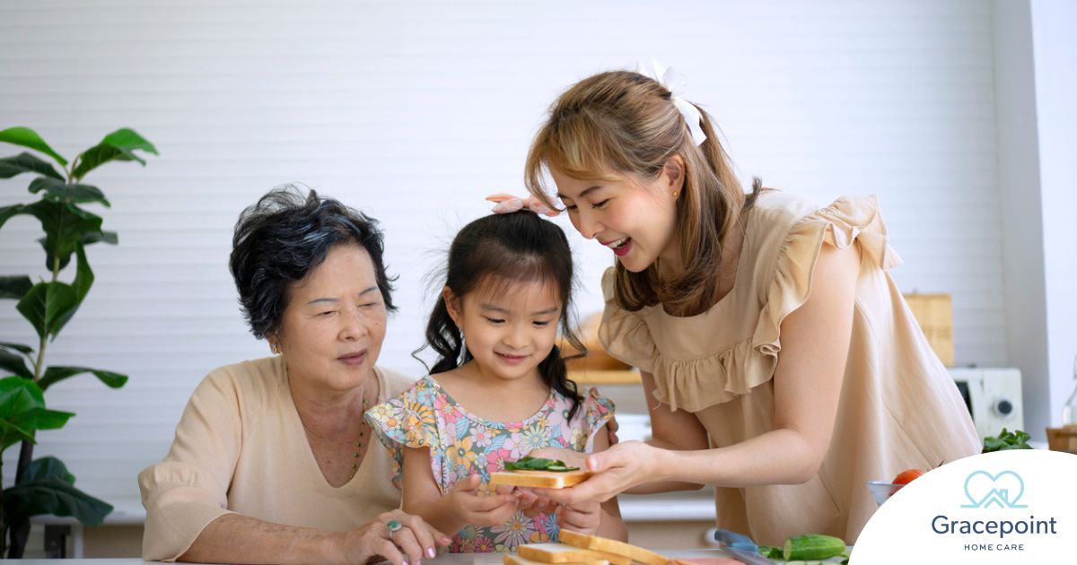 A sandwich generation caregiver in action.