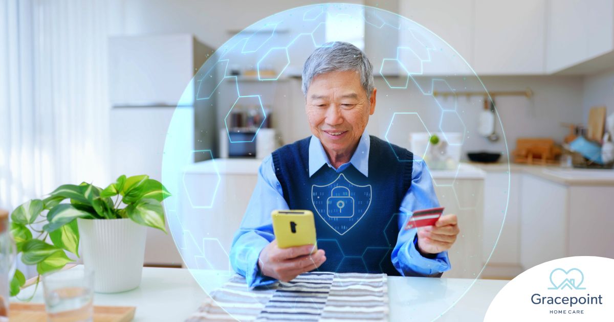 A senior stays safe from scammers