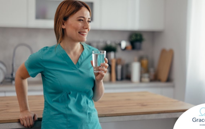 A home care aide in her daily routine.