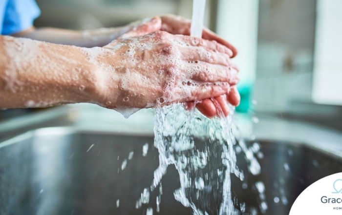 Observing hand hygiene as a part of caregiver wellness during flu season.