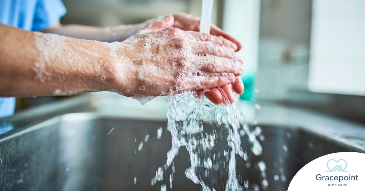 Observing hand hygiene as a part of caregiver wellness during flu season.