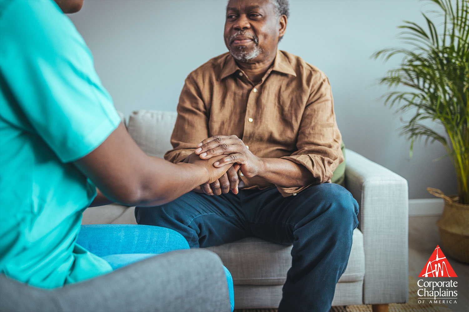 Chaplain supporting a caregiver